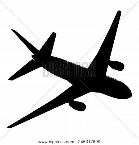 Airplane Silhouette On White Background. Vector Illustration.