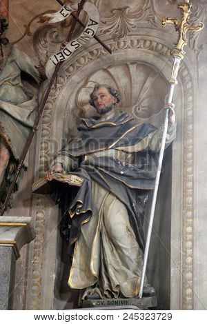 MARIJA NA MURI, CROATIA - AUGUST 08: Saint Dominic, main altar in the parish church of Assumption in Marija na Muri, Croatia on August 08, 2017.