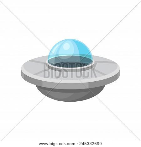 Cartoon Icon Of Alien Flying Saucer Isolated On White Background. Big Martian Spacecraft. Extraterre