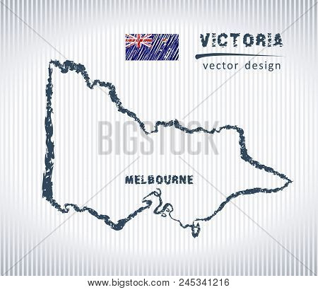 Victoria Vector Chalk Drawing Map Isolated On A White Background