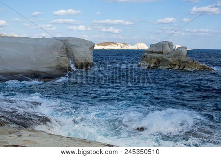 ?oast of Milos island, Aegean sea, Greece.