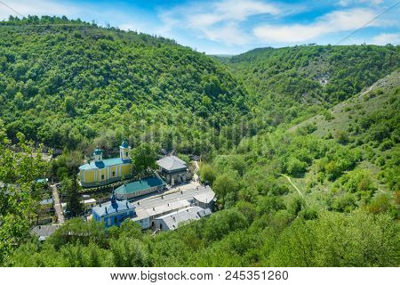 Rock Monastery in village Saharna, Republic Moldova. Europe.
