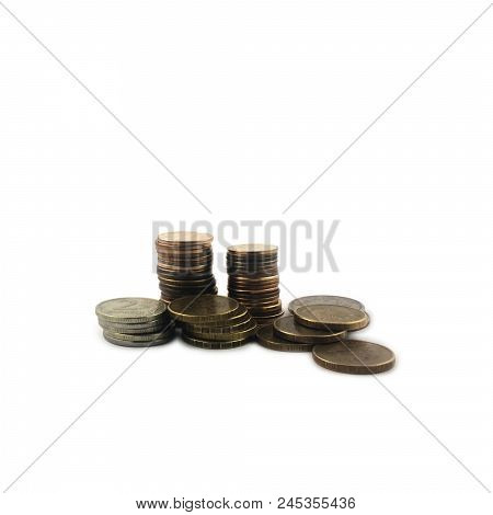Golden Russian Coins Isolated On White Background