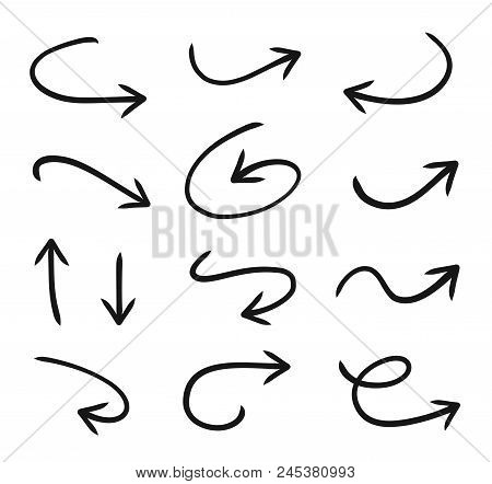 Hand Drawn Vector Arrows Set - Stock Vector.