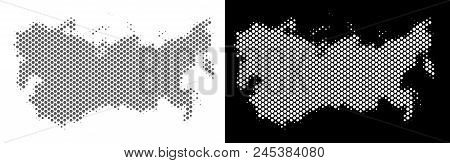 Halftone Circle Pixel Ussr Map. Vector Territory Maps In Grey And White Colors On White And Black Ba