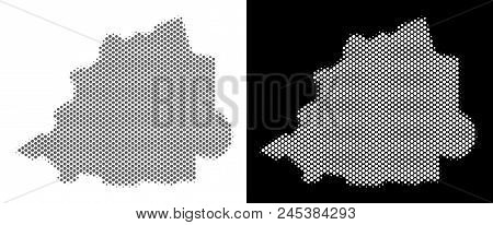 Halftone Circle Spot Vatican Map. Vector Territory Maps In Grey And White Colors On White And Black 