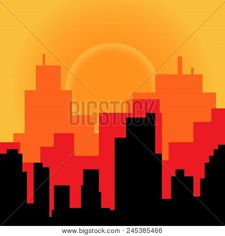 A City Sunset / Sunrise Skyline, Skyline Illustration.