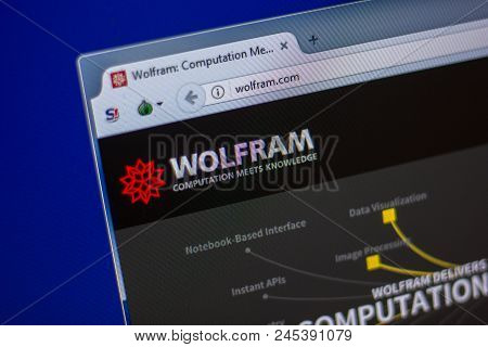 Ryazan, Russia - June 05, 2018: Homepage Of Wolfram Website On The Display Of Pc, Url - Wolfram.com
