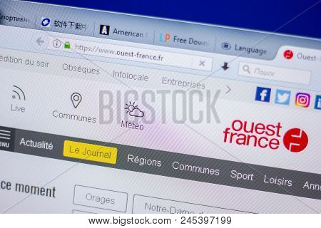 Ryazan, Russia - June 05, 2018: Homepage Of Ouest-france Website On The Display Of Pc, Url - Ouest-f