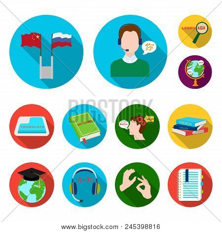 Translator And Linguist Flat Icons In Set Collection For Design. Interpreter Vector Symbol Stock  Il