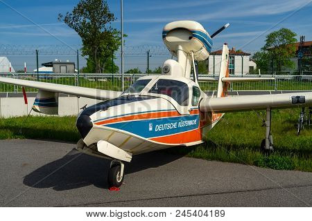 Berlin - April 27, 2018: A Six-seat Amphibious Utility Aircraf Lake La-4-270 Renegade (version For T