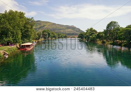 Summer River Landscape. Bosnia And Herzegovina, Trebinje, View Of Trebisnjica River