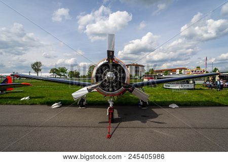 Berlin - April 27, 2018: Light Attack / Trainer Aircraft North American T-28b Trojan On The Airfield