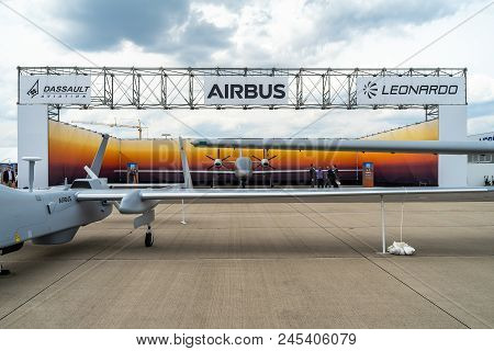 Berlin - April 27, 2018: The Concept Of An Unmanned Aerial Vehicle European Male Rpas. Joint Develop