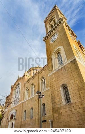 Metropolitan Cathedral Athens Greece.  Built In 1842, Main Greek Orthodox Church In Atens