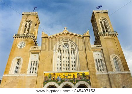 Metropolitan Cathedral Athens Greece.  Built In 1842, Main Greek Orthodox Church In Atens