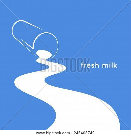 Spilled Milk Glass Design On Blue Background 8 Eps