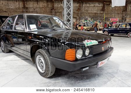 Kharkiv, Ukraine - May 19, 2018: Retro Car Black Tatra T-613 Manufactured In 1992 Is Presented At Th