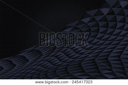 Dark Blue Abstract Geometric Curved Of Triangles Vector Reserved Half-shadow Wave Shadow Volume Hori