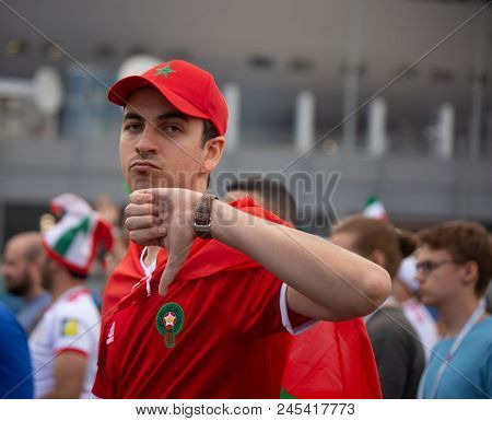 Disappointed Football Fan Of Morocco After Fifa World Cup Match With Iran In St Petersburg Russia 20