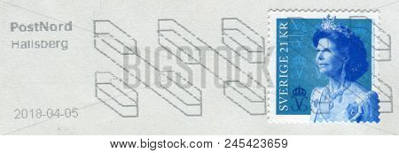 GOMEL, BELARUS, 6 DECEMBER 2017, Stamp printed in Sweden shows image of the Queen Silvia of Sweden is the spouse of King Carl XVI Gustaf, circa 2017. 