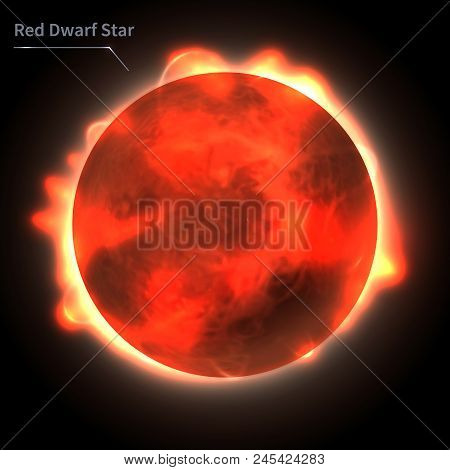 Red Dwarf Star  Realistic Planet Is Isolated On The Cosmic Sky In The Darkness Of The Galaxy. A Vect