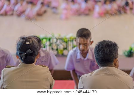 Kanchanaburi Thailand - June 14 : Unidentified Students Decorate Pedestal Tray And Flower For Give T