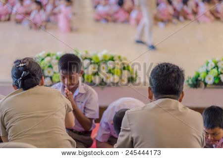 Kanchanaburi Thailand - June 14 : Unidentified Students Decorate Pedestal Tray And Flower For Give T