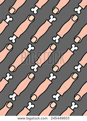Cut Off Finger Pattern. Finger And Bone Ornament. Part Of Body Background Vector Illustration