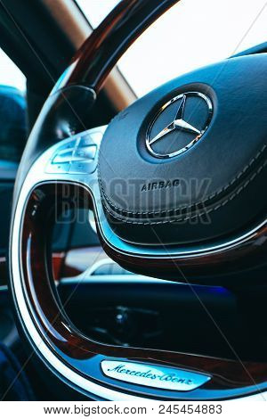 Russia, Moscow - December 12, 2017: Mercedes Benz S Class Car Interior.