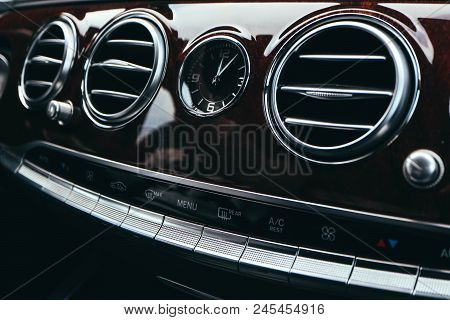Russia, Moscow - December 12, 2017: Mercedes Benz S Class Car Dashboard.