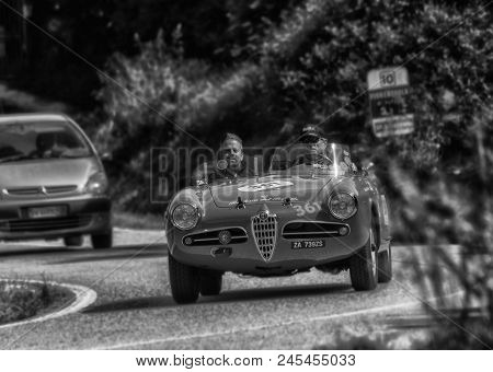 Pesaro Colle San Bartolo , Italy - May 17 - 2018 : Alfa Romeo Giulietta Sebring	1956 Old Racing Car 