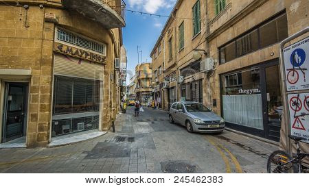 Nicosia, Northern Cyprus -august 7, 2017:streets Of Old Nicosia View.