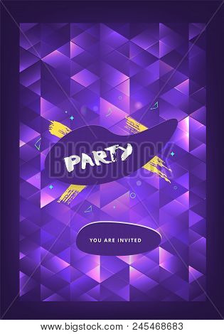 Party Banner. Vertical Flyer For Holiday Design With Speech Bubble And Geometric Decorative Elements