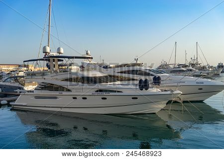 Sochi, Russia-june 14, 2018: Marine Port Resort Town With Yacht Parking