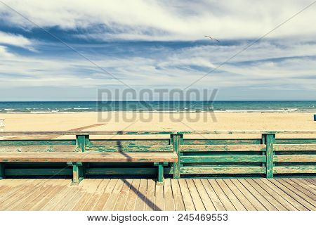 Wooden Floor And Fence For Acces To The Guardamar Del Segura Beach. Alicante. Spain