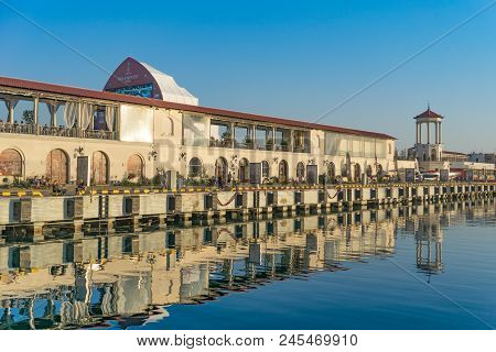 Sochi, Russia-june 14, 2018: The Waterfront Seaport Overlooking The Fanzone Fifa - 2018