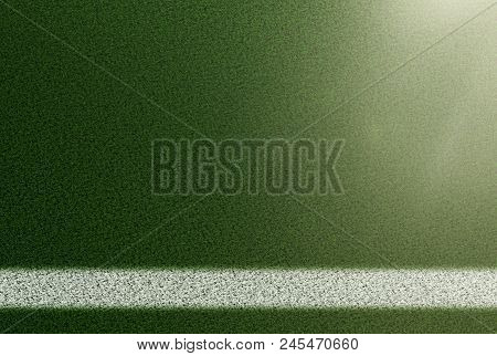 Top View Of Sideline On Green Grass Soccer Field