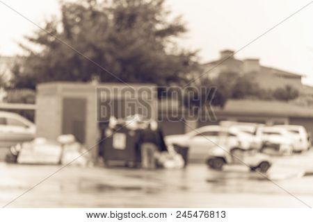 Vintage Blurred Worker Man Collecting Garbage