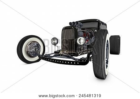 Hot Rod Sports Car. Isolated On White Background. 3d Render Illustration