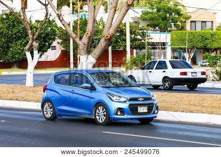 Campeche, Mexico - May 20, 2017: Motor Car Chevrolet Spark In The City Street.