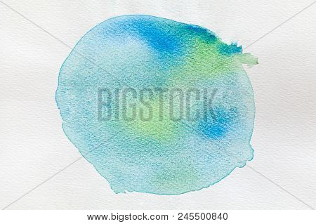 Handmade Watercolor Circle, Abstract Artistic Painted Element For Trendy Design