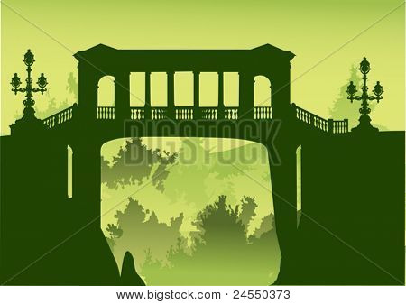 ilustrace s mostem nad propastí se zelený Les