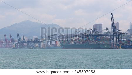 Kwai Tsing, Hong Kong, 02 May 2018:- Kwai Tsing Container Terminal in Hong Kong 