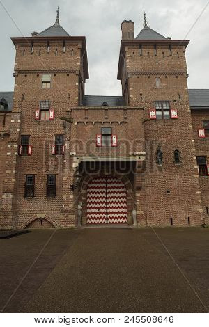 Exterior Of Parts Of De Haar Castle With Towers And Windows In Neo Gothic Style As Designed By Archi