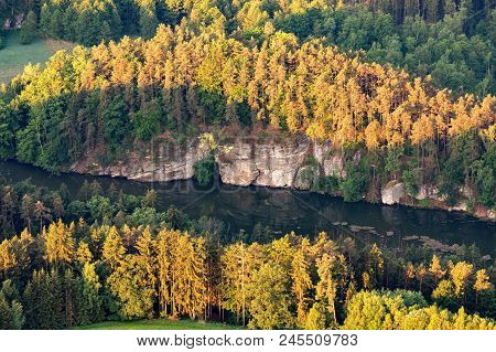 Aerial View Of Krcak Pond In The Bohemian Paradise