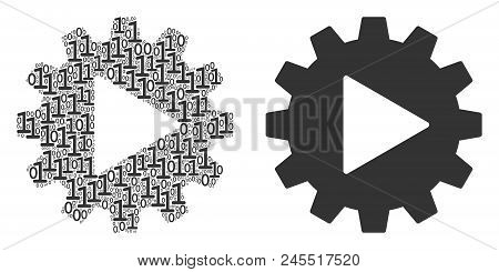 Automation Mosaic Icon Of Zero And Null Digits In Different Sizes. Vector Digits Are Arranged Into A
