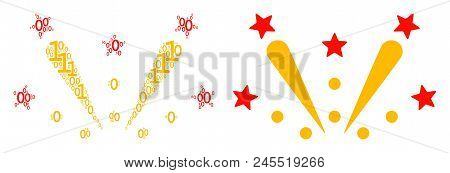 Fireworks Explosion Collage Icon Of Binary Digits In Random Sizes. Vector Digit Symbols Are Composed