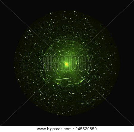 Orbitals Or High Energy Particles Around A Nucleus. Quantum Mechanics, Antimatter, Magnetic Field, S