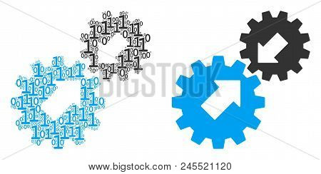Integration Collage Icon Of Zero And One Symbols In Variable Sizes. Vector Digits Are Grouped Into I